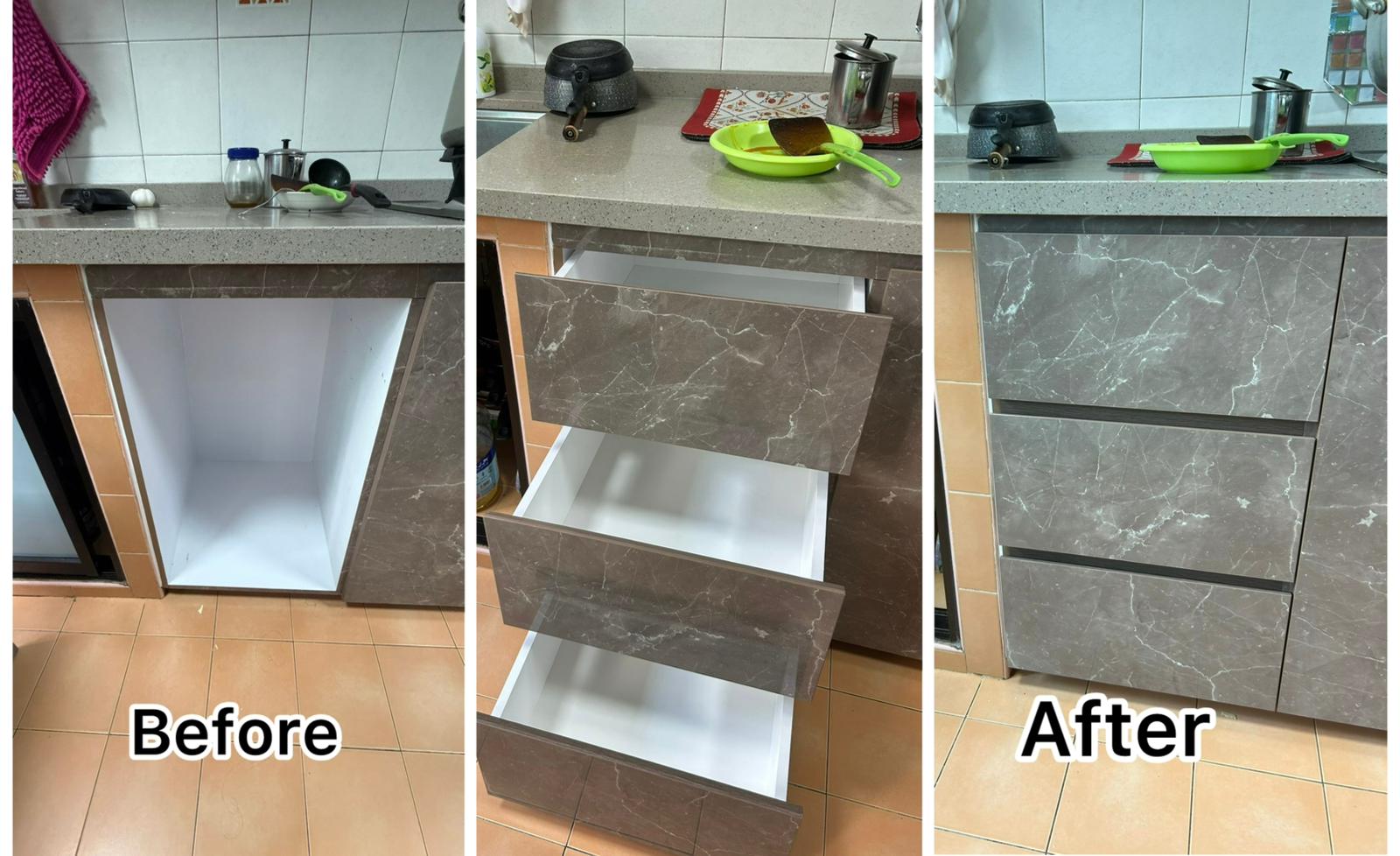 Custom Kitchen Cabinet Drawer Installation in Singapore | Tasfia Engineering & Construction Pte Ltd